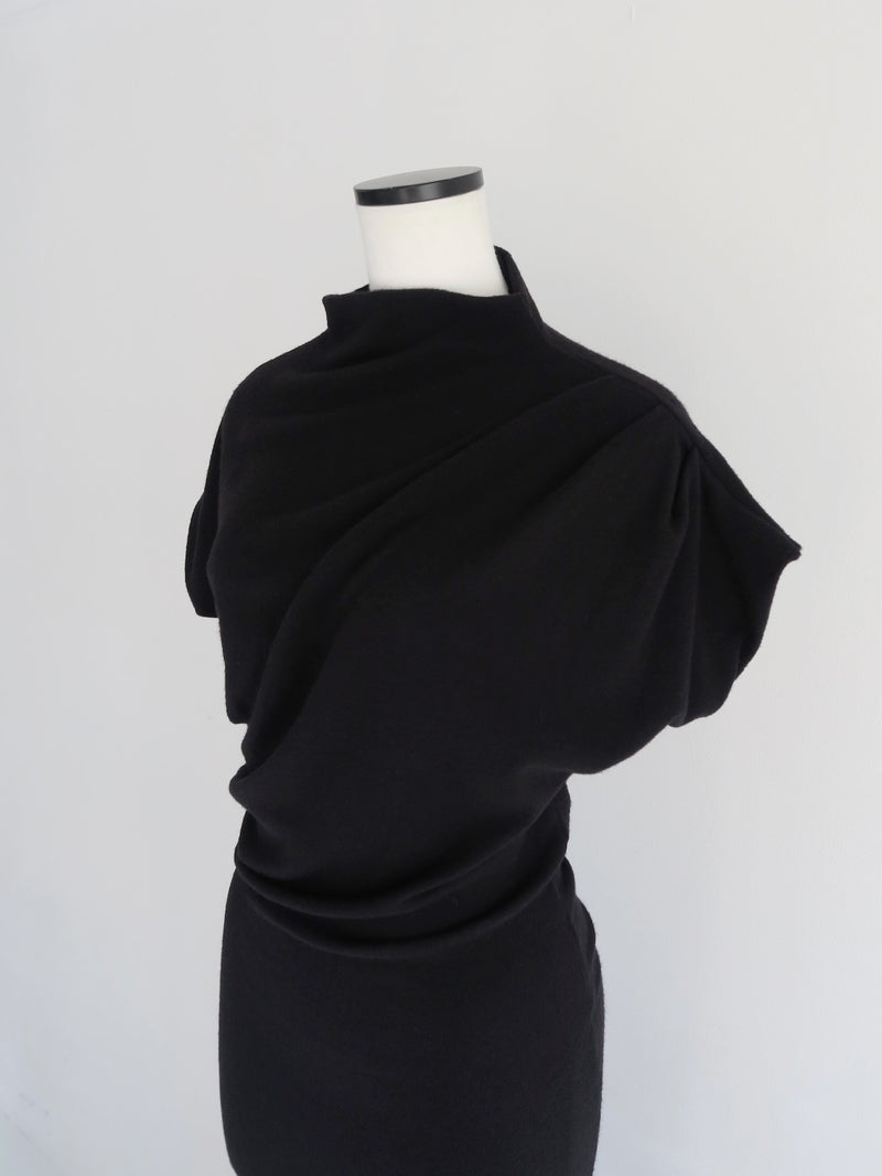 mock neck drape dress