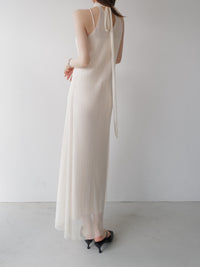 tulle pleats halter dress