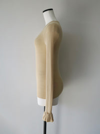 cashmere ribbed frill sleeve top