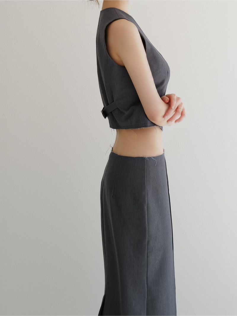 raw hem single vest