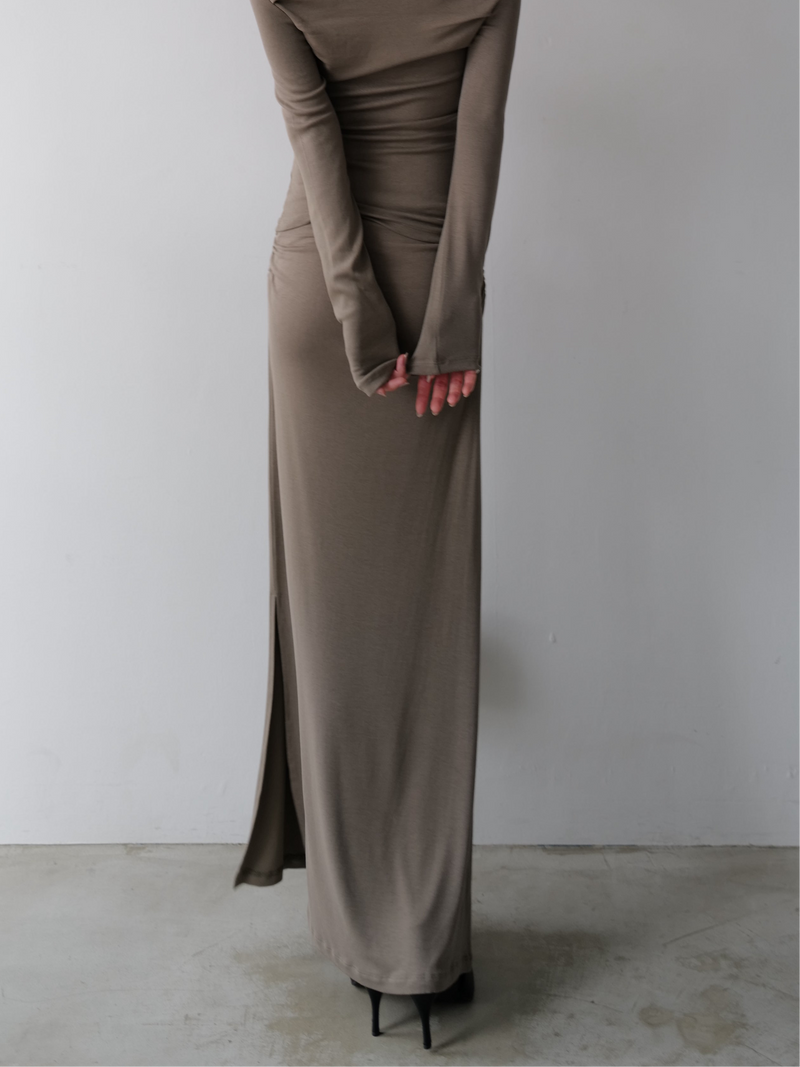 ruched waist long skirt