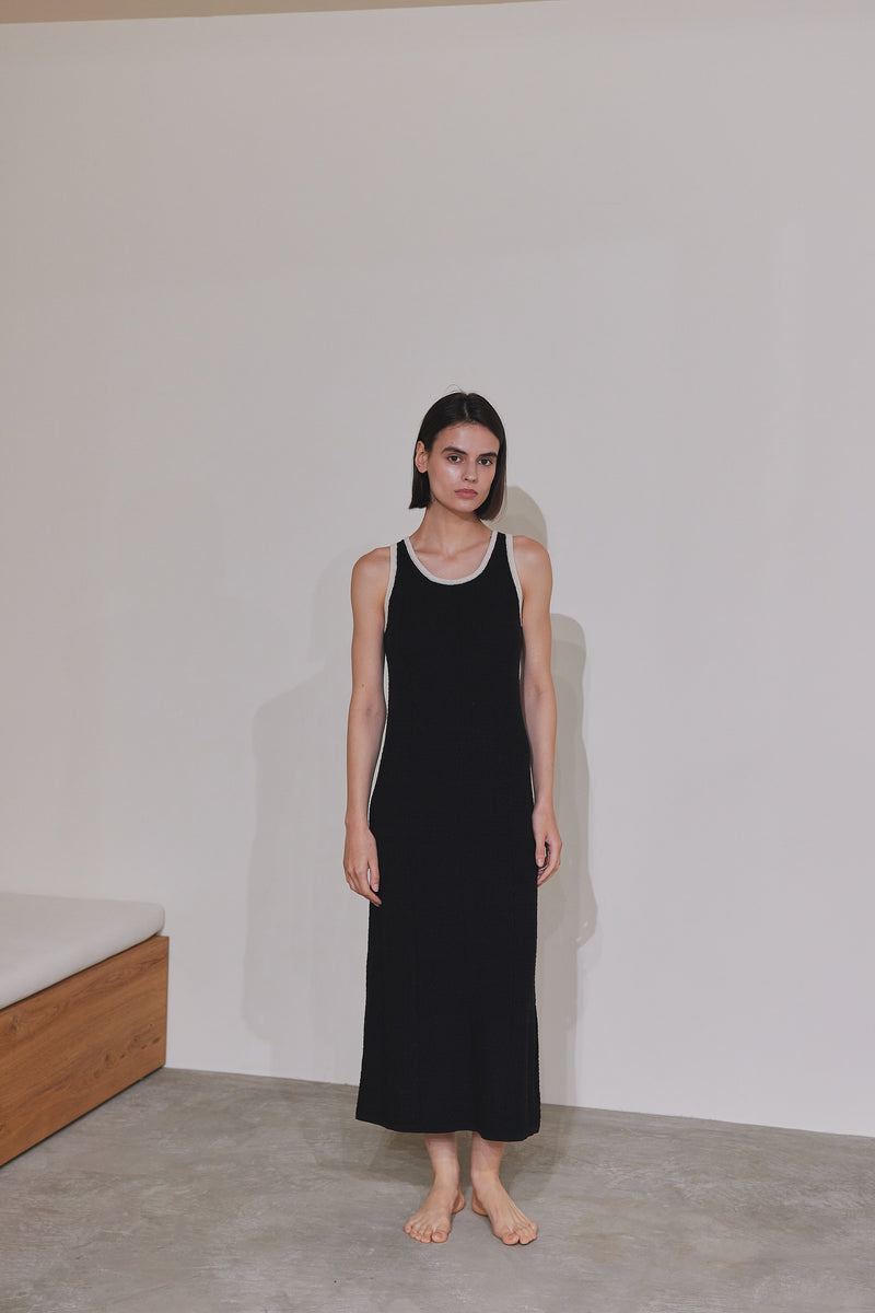 bicolor long knit dress