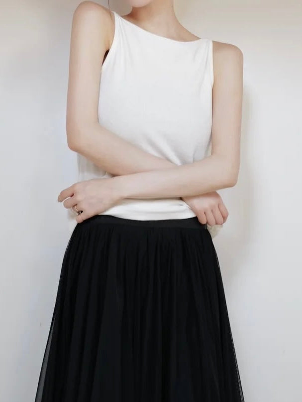 boat neck sleeveless top