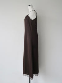 lace satin cami long dress