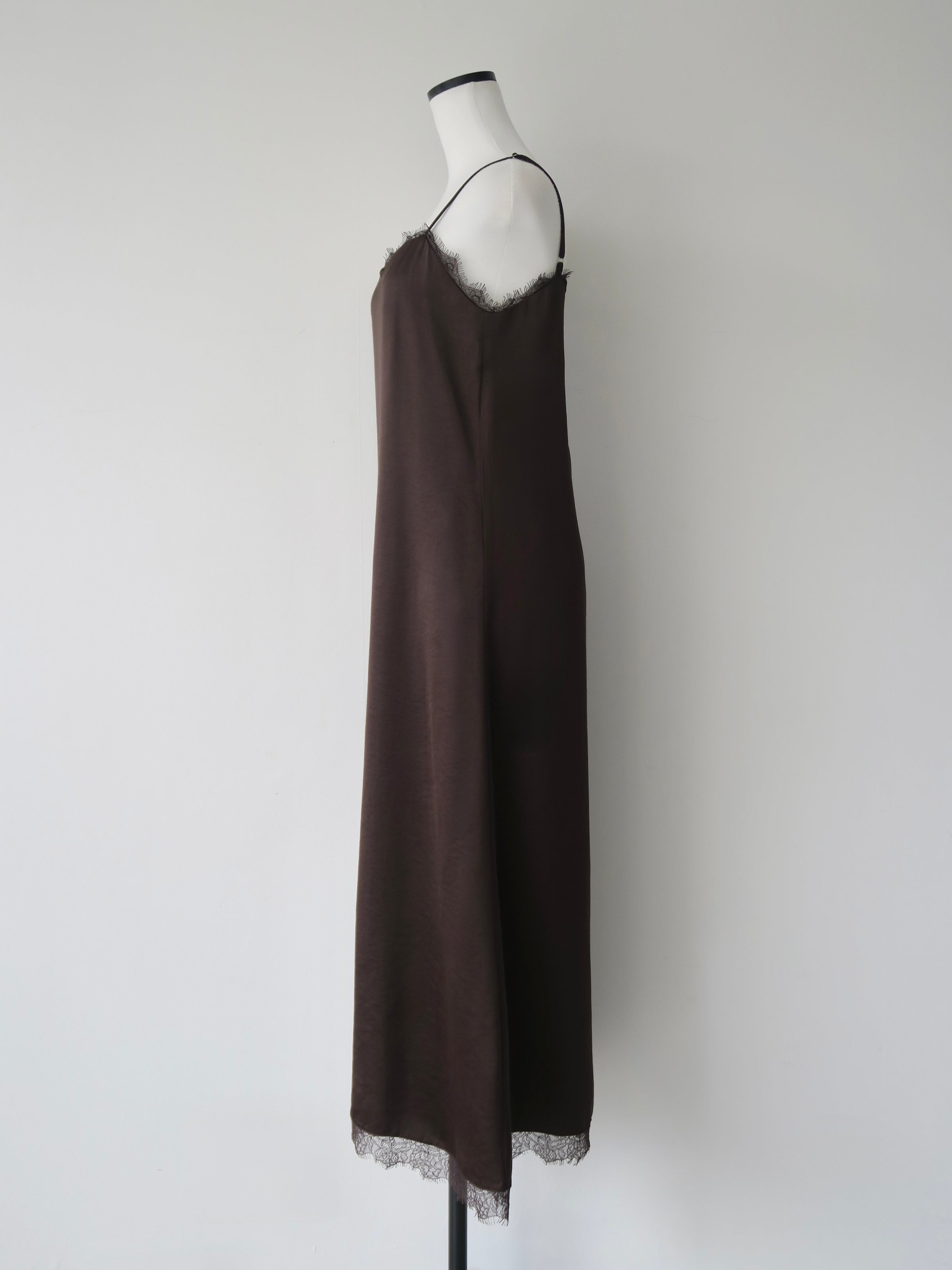 lace satin cami long dress
