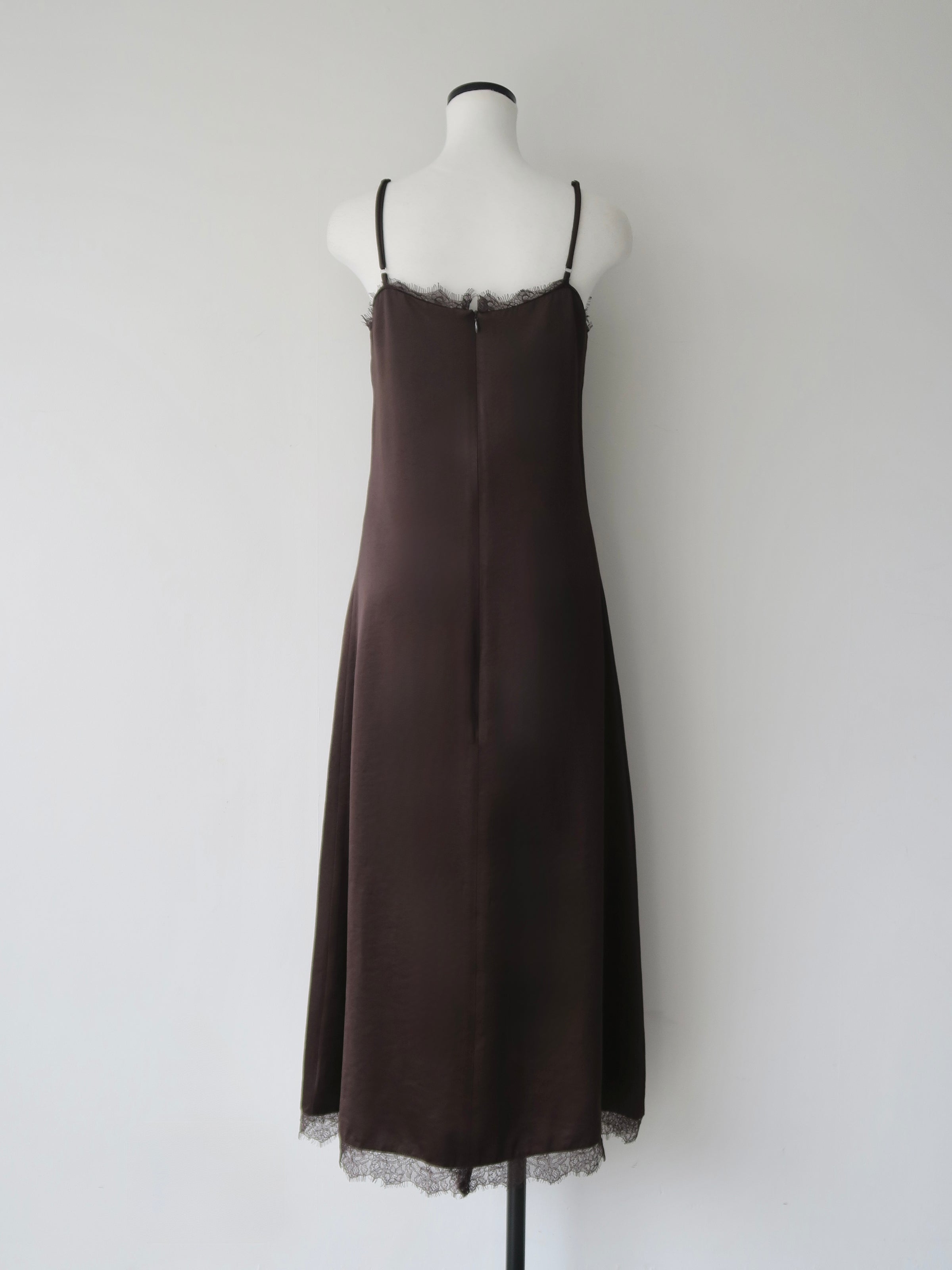 lace satin cami long dress