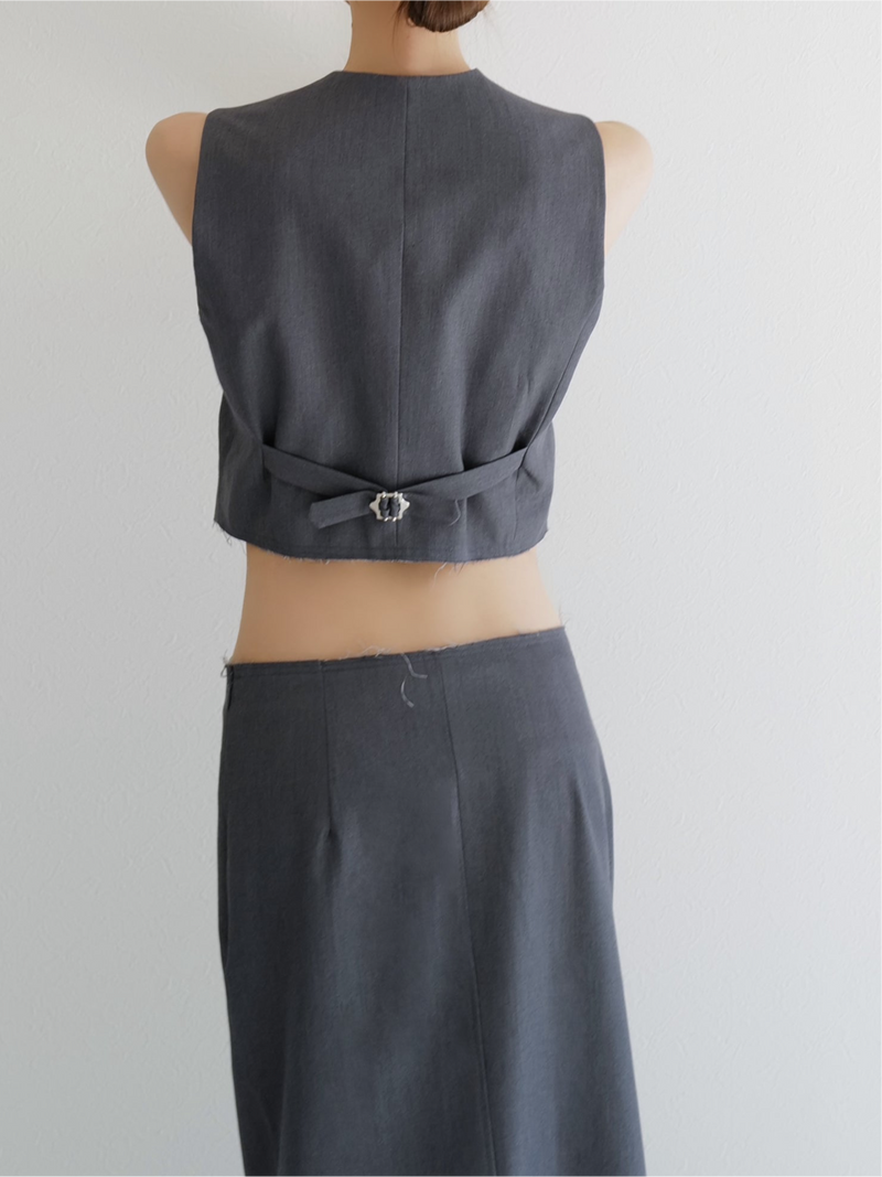 raw hem single vest