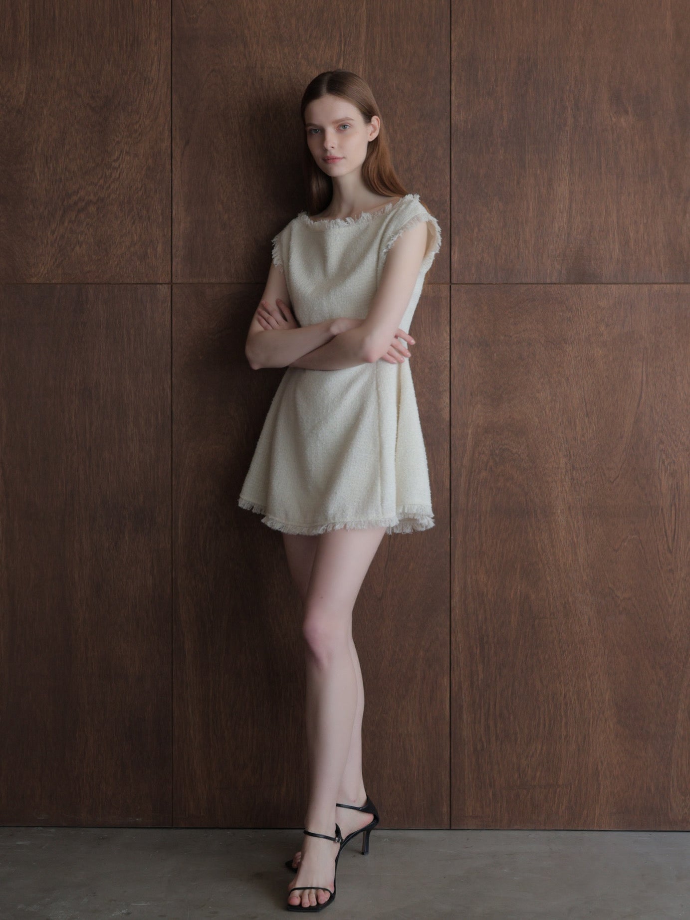 boat neck tweed mini dress (POP UP)