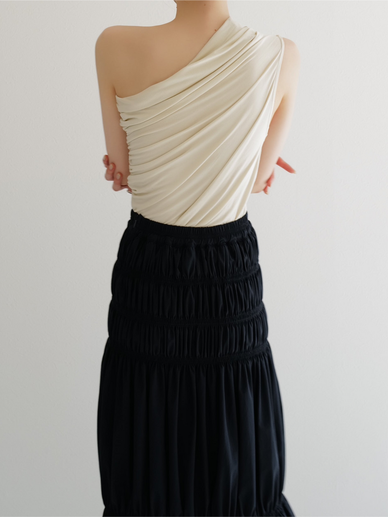 one shoulder ruched tank