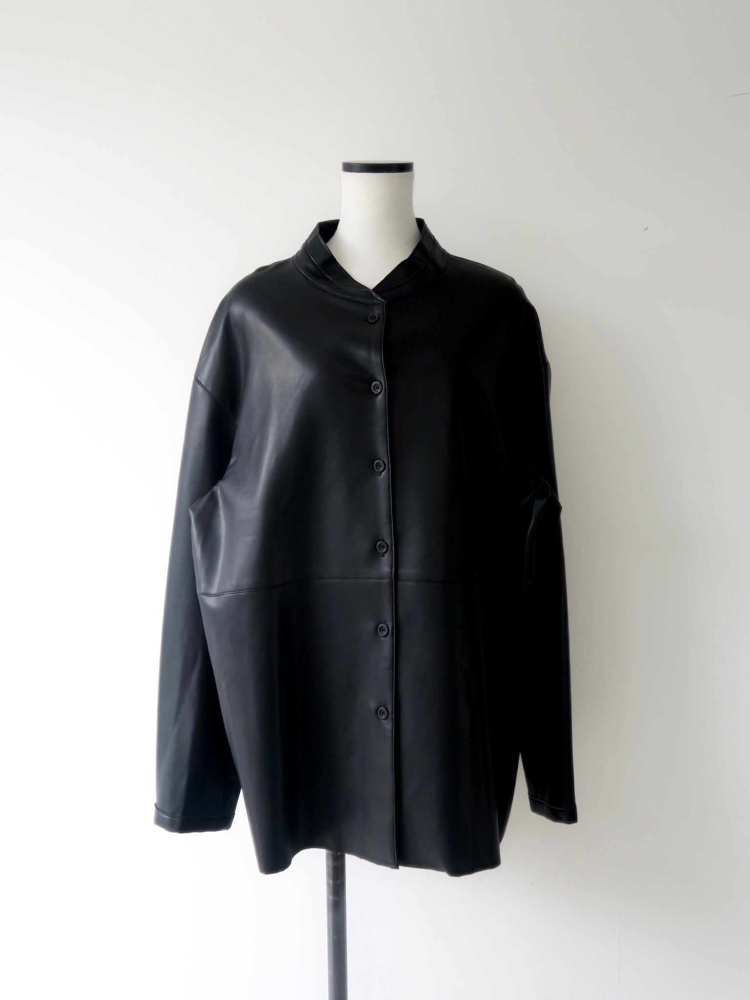 collarless leather jacket