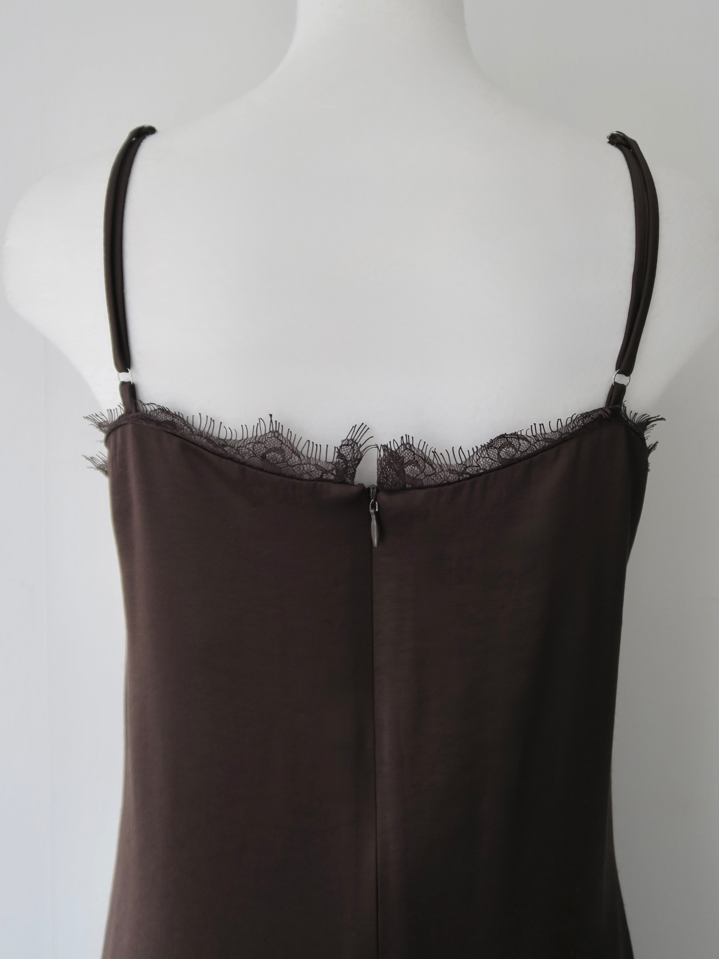 lace satin cami long dress