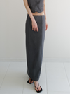 raw hem slim long skirt