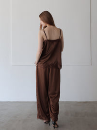 lace layered satin pant