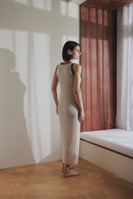 bicolor long knit dress