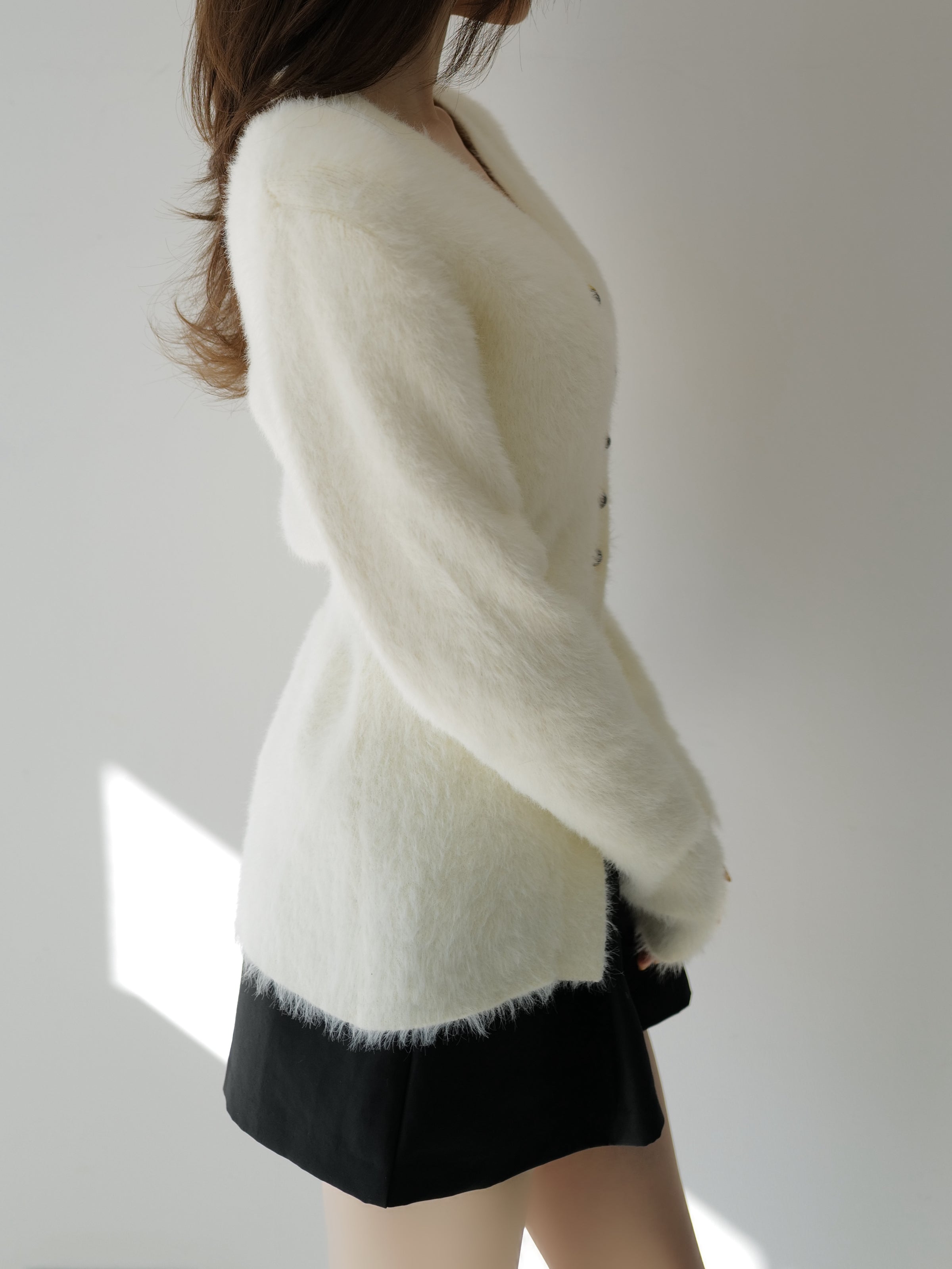 angora slim knit cardigan