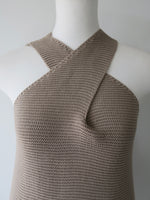 front crossed halter knit top