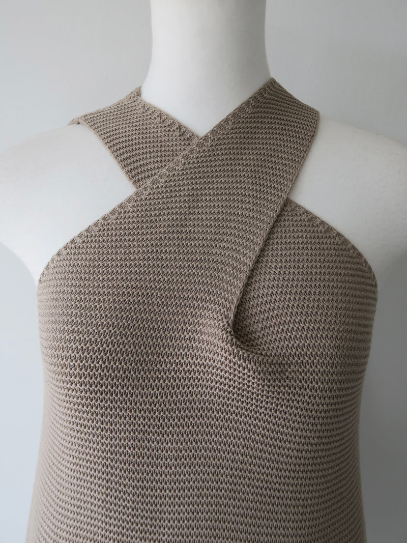 front crossed halter knit top
