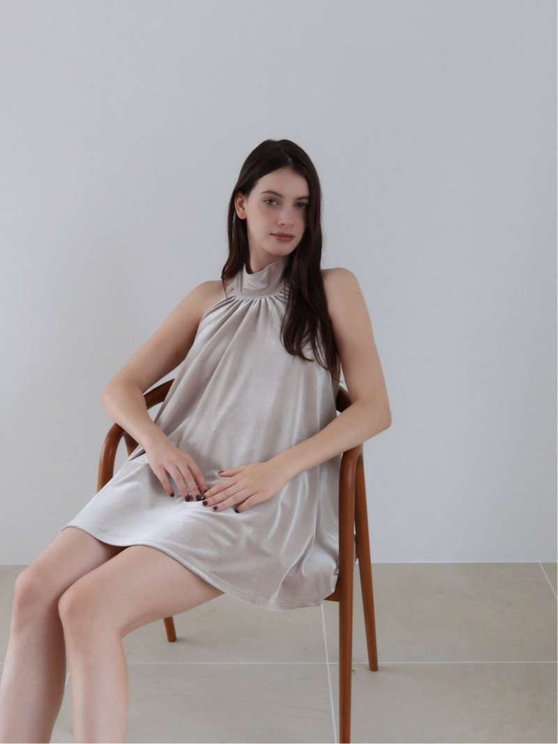 velour back open tie blouse – célon