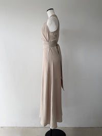 linen wrap sleeveless dress