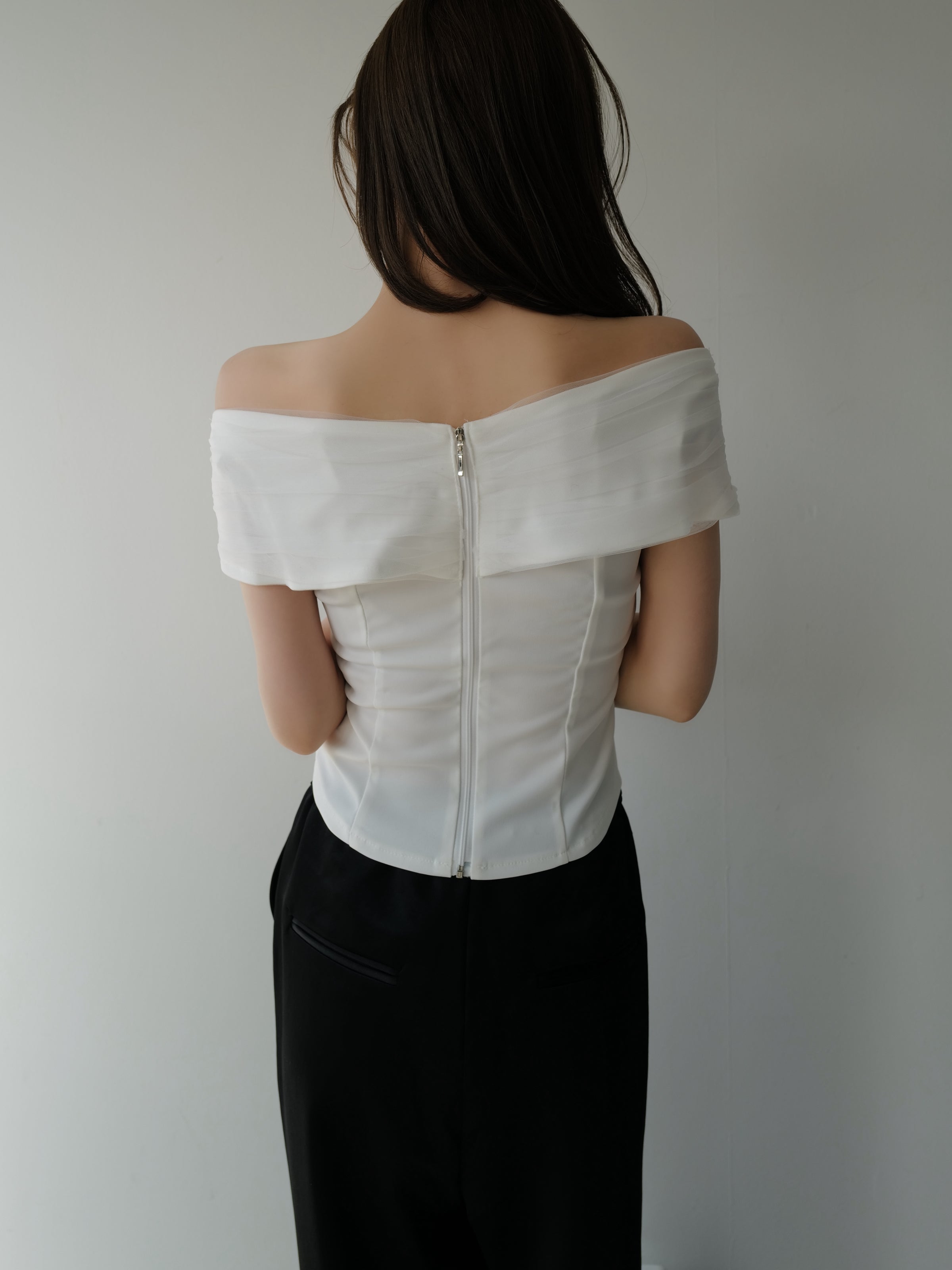 soft sheer cross shoulder blouse