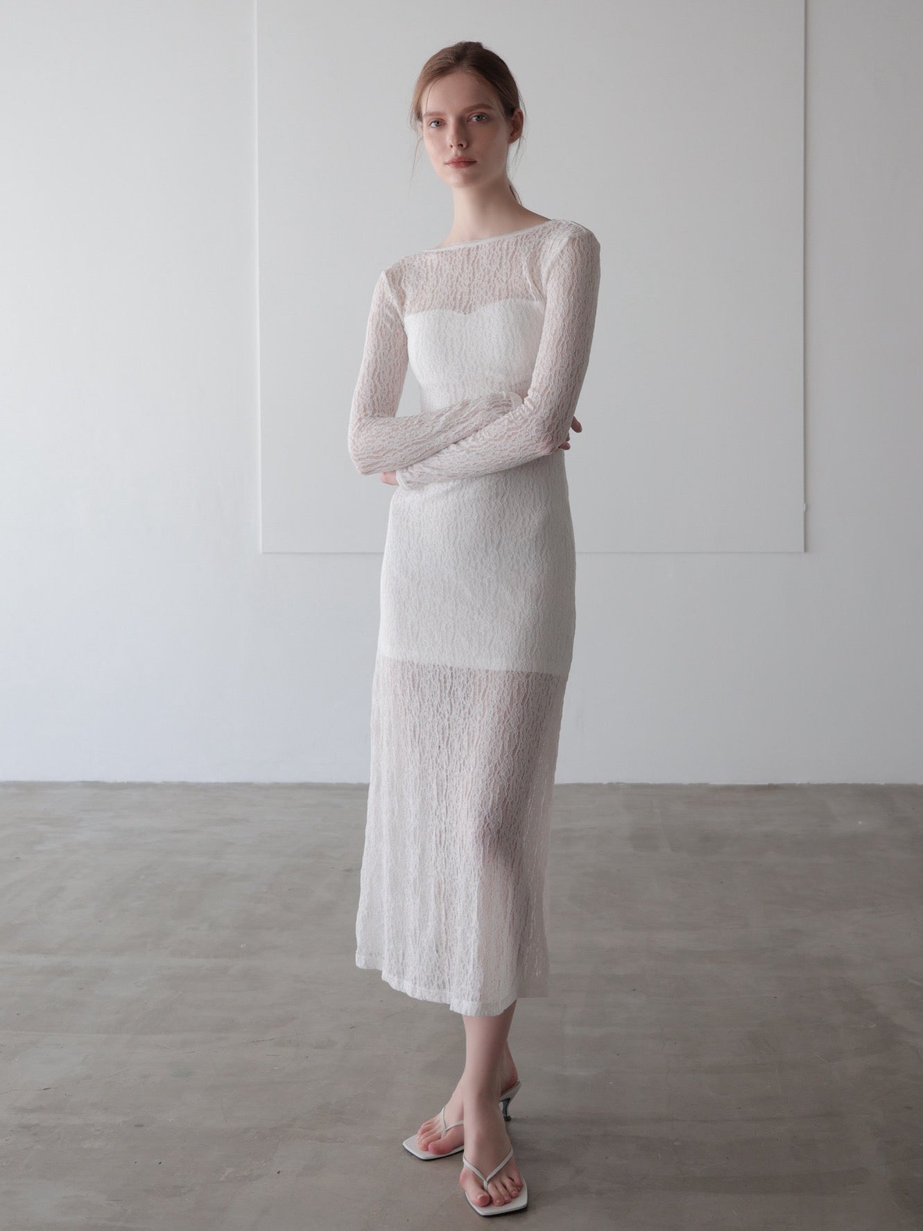 romantic lace sheer back dress