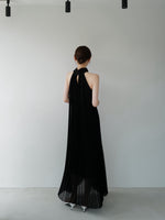 pleated halter maxi dress