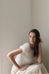 fuzzy cap sleeve top