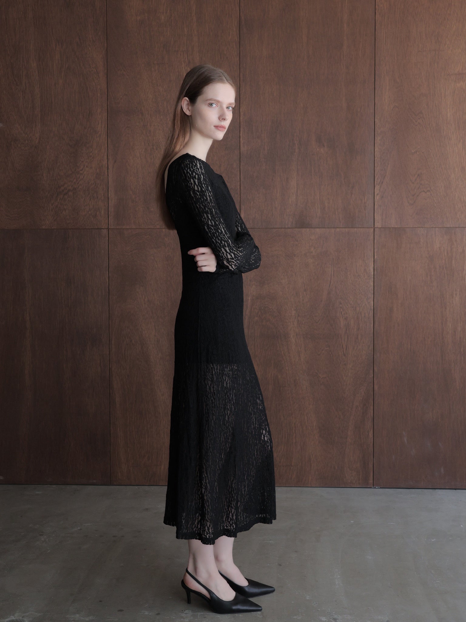romantic lace sheer back dress
