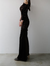 shirring drape velour dress