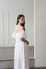 flare top off shoulder dress
