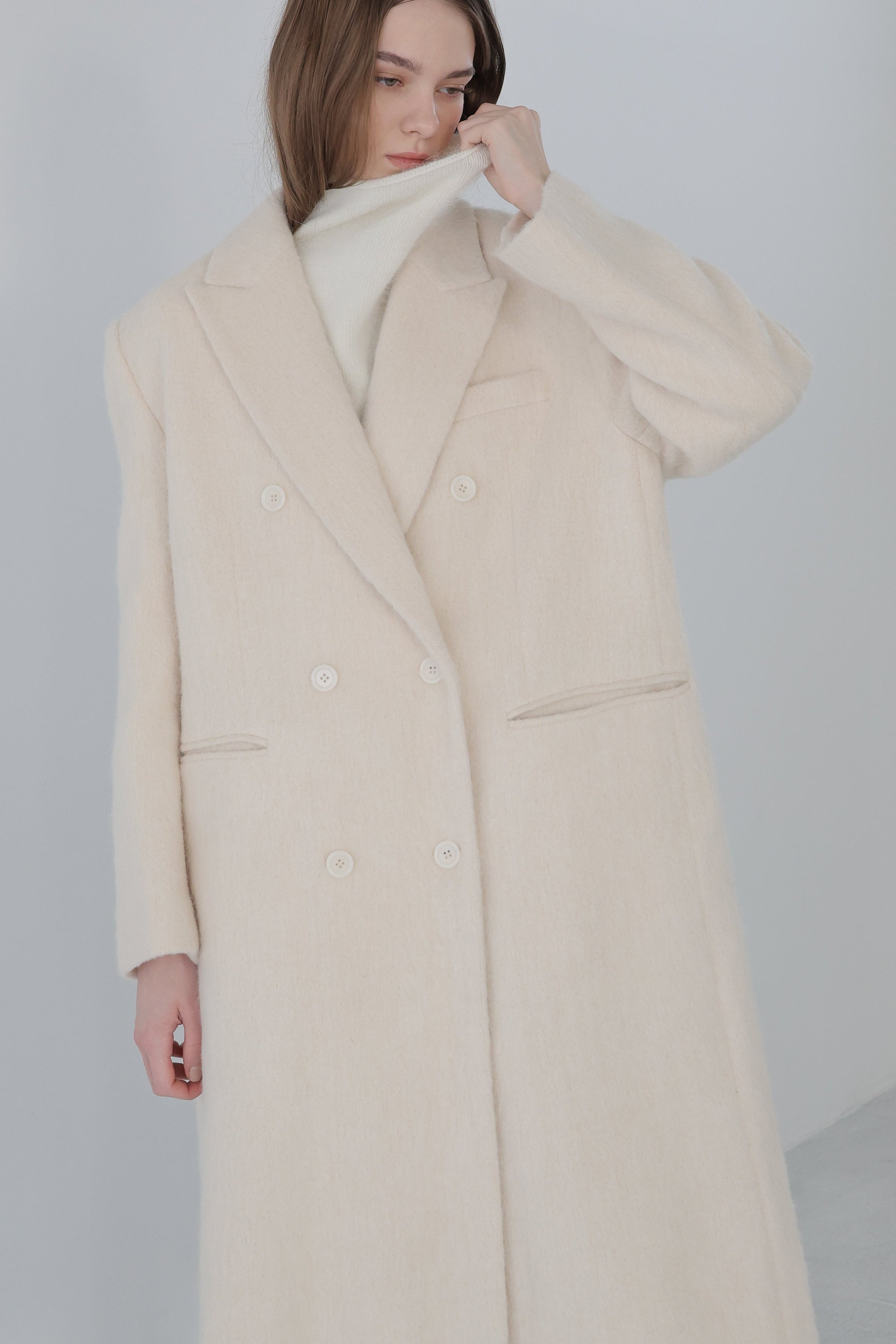 alpaca hairy long coat