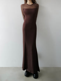 soft sheer neck maxi dress
