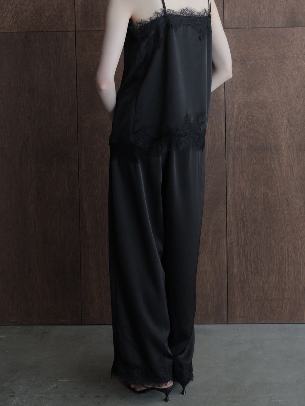 lace layered satin pant