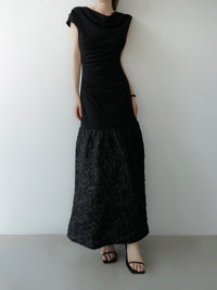 off-shoulder jacquard maxi dress