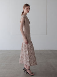 off-shoulder jacquard maxi dress