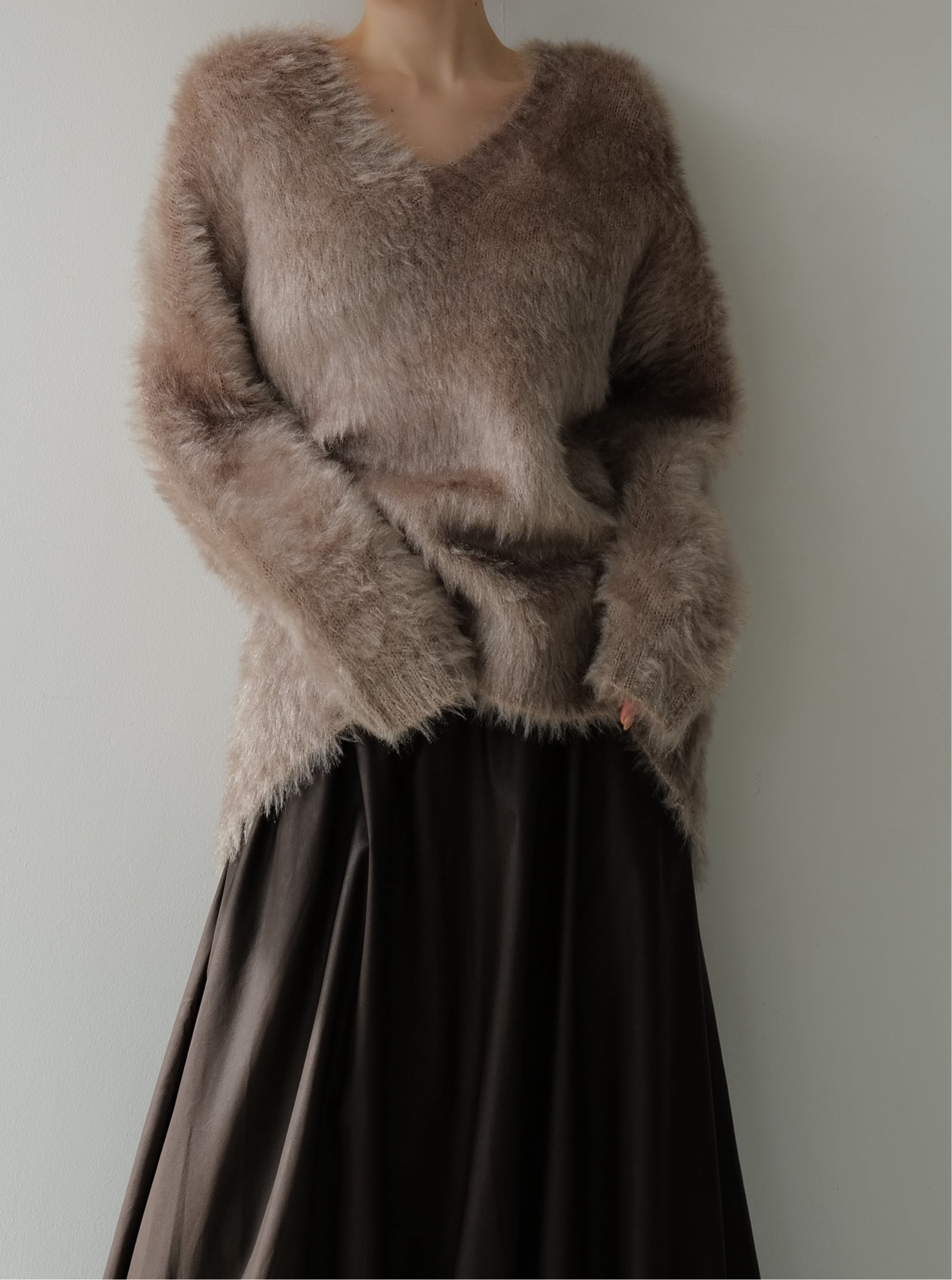 fuzzy v neck sweater