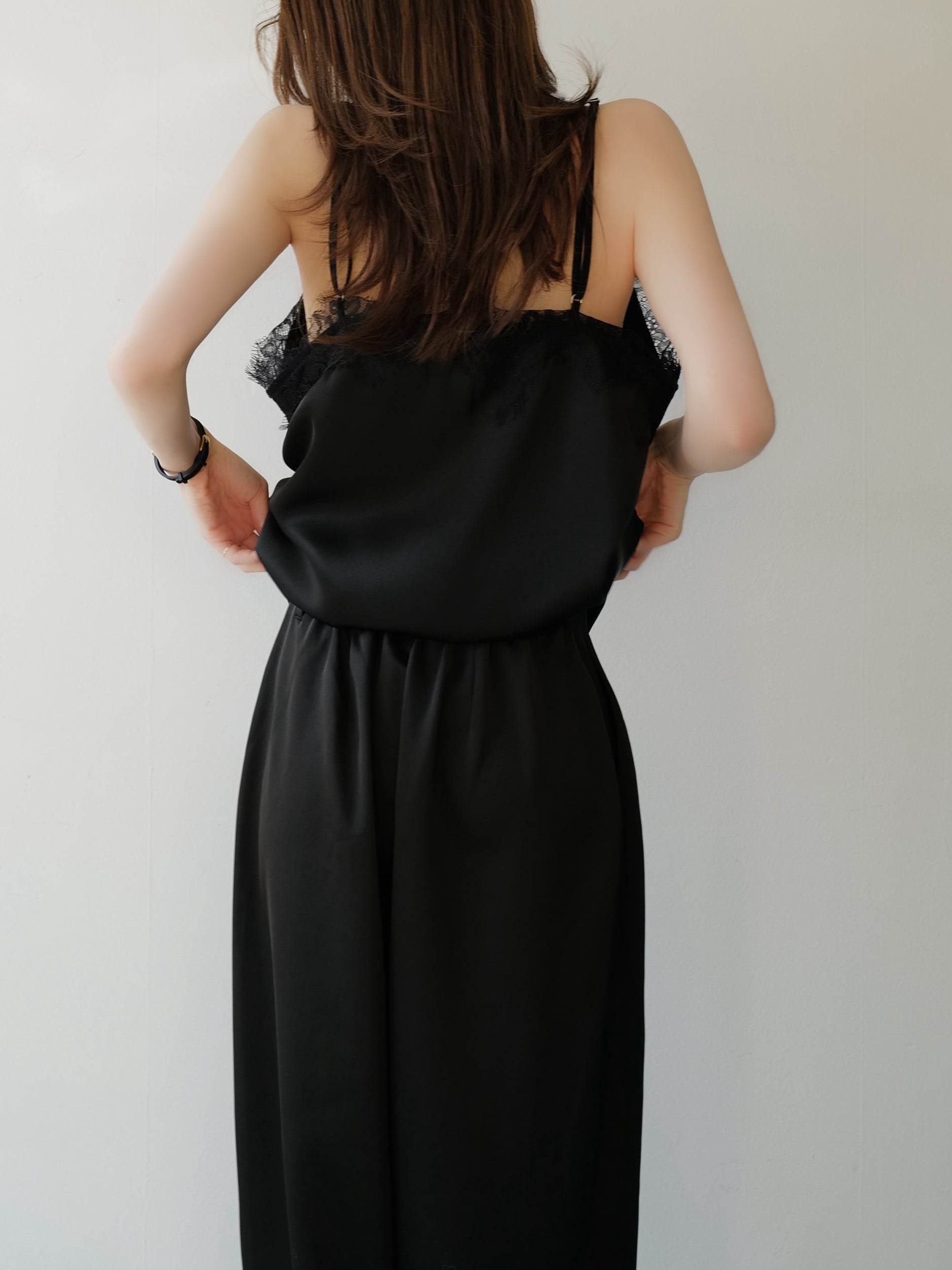 lace layered satin cami blouse