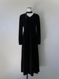 velour tie flare dress