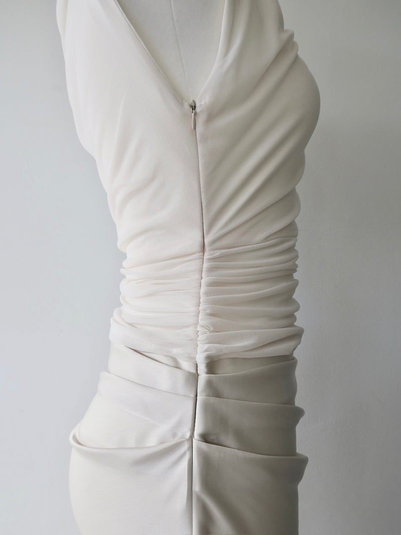 sheer nuance gathered dress