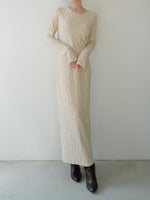 wavy tile pattern long sleeve dress