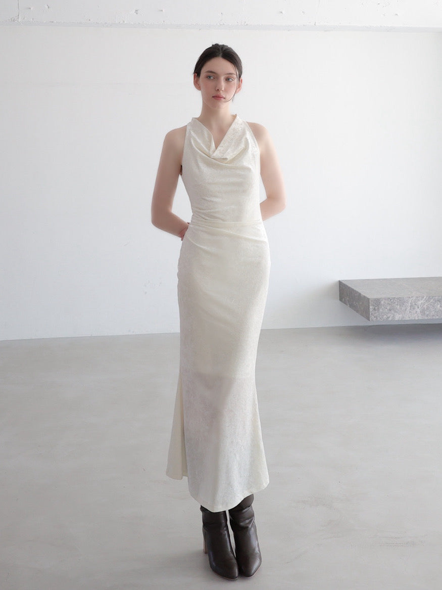 drape velour long dress – célon