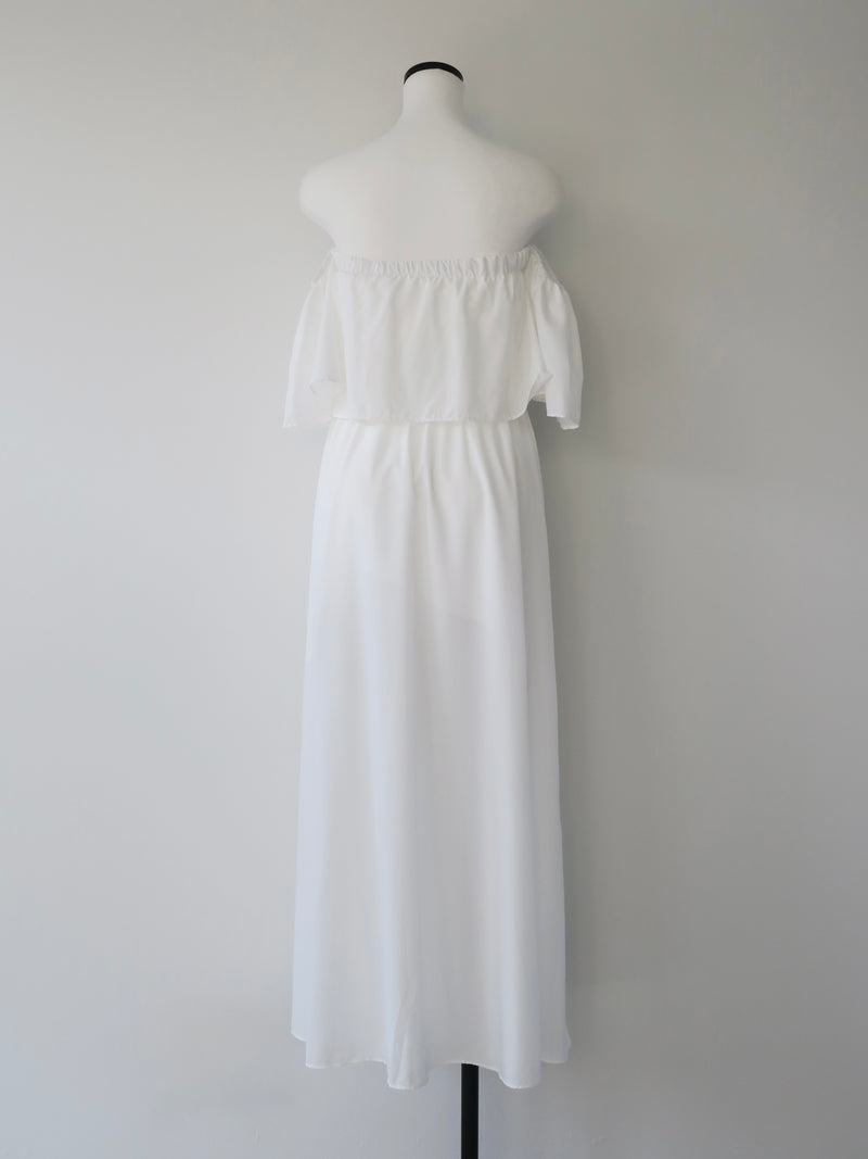 flare top off shoulder dress