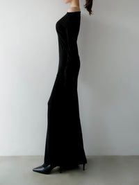 silky fitted off shoulder long dress