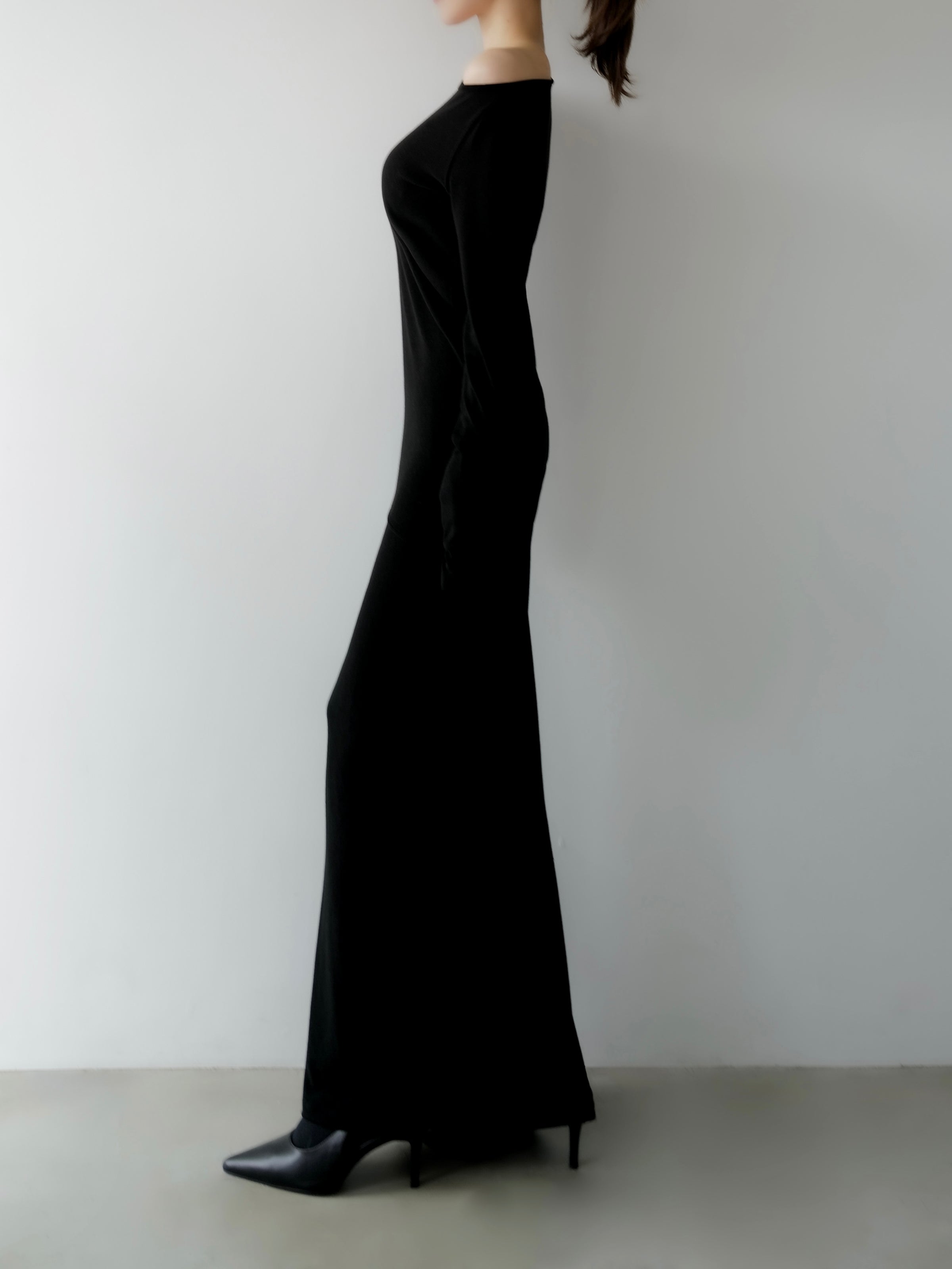 silky fitted off shoulder long dress