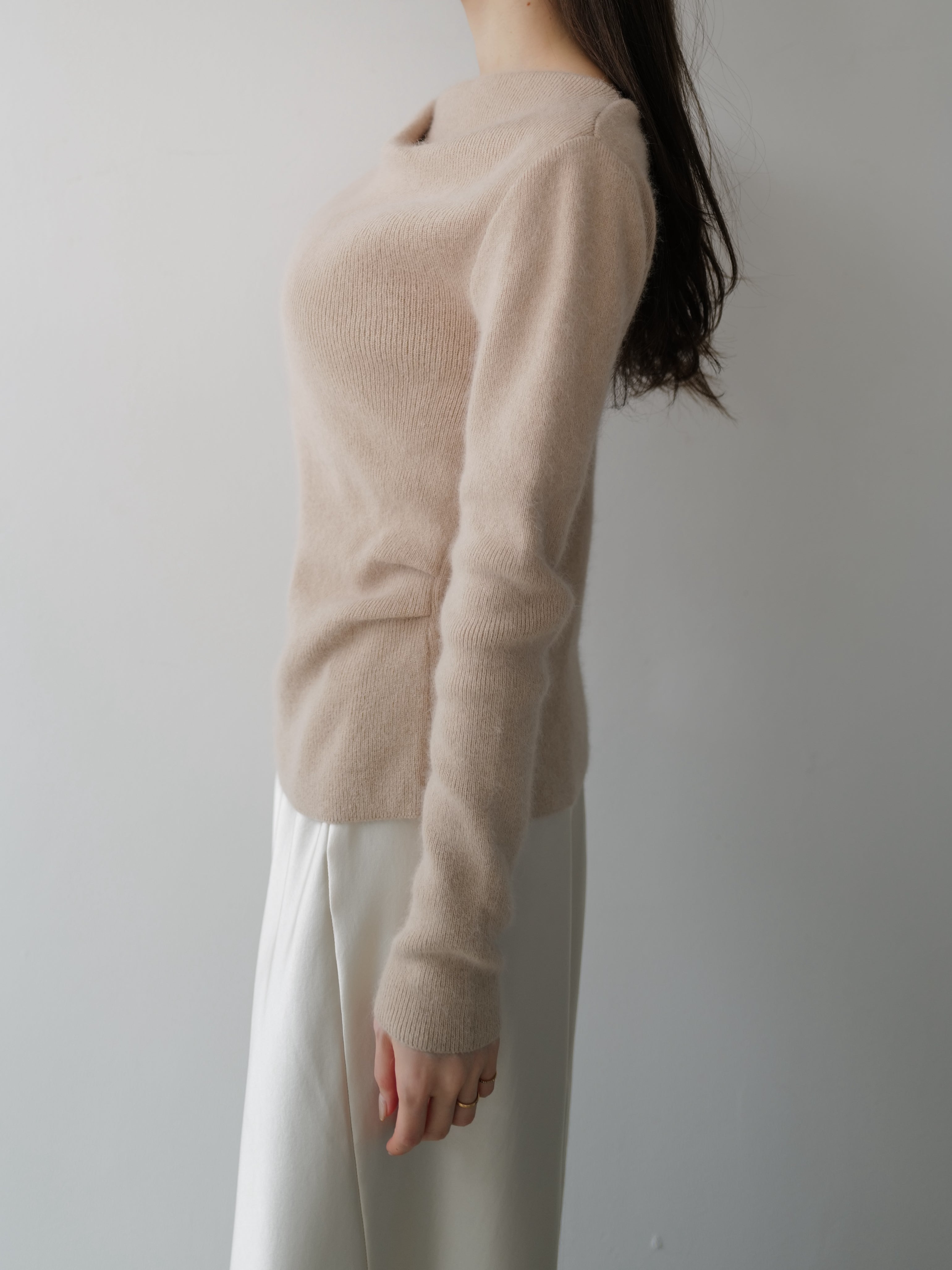 raccoon wool drape neck knit – célon
