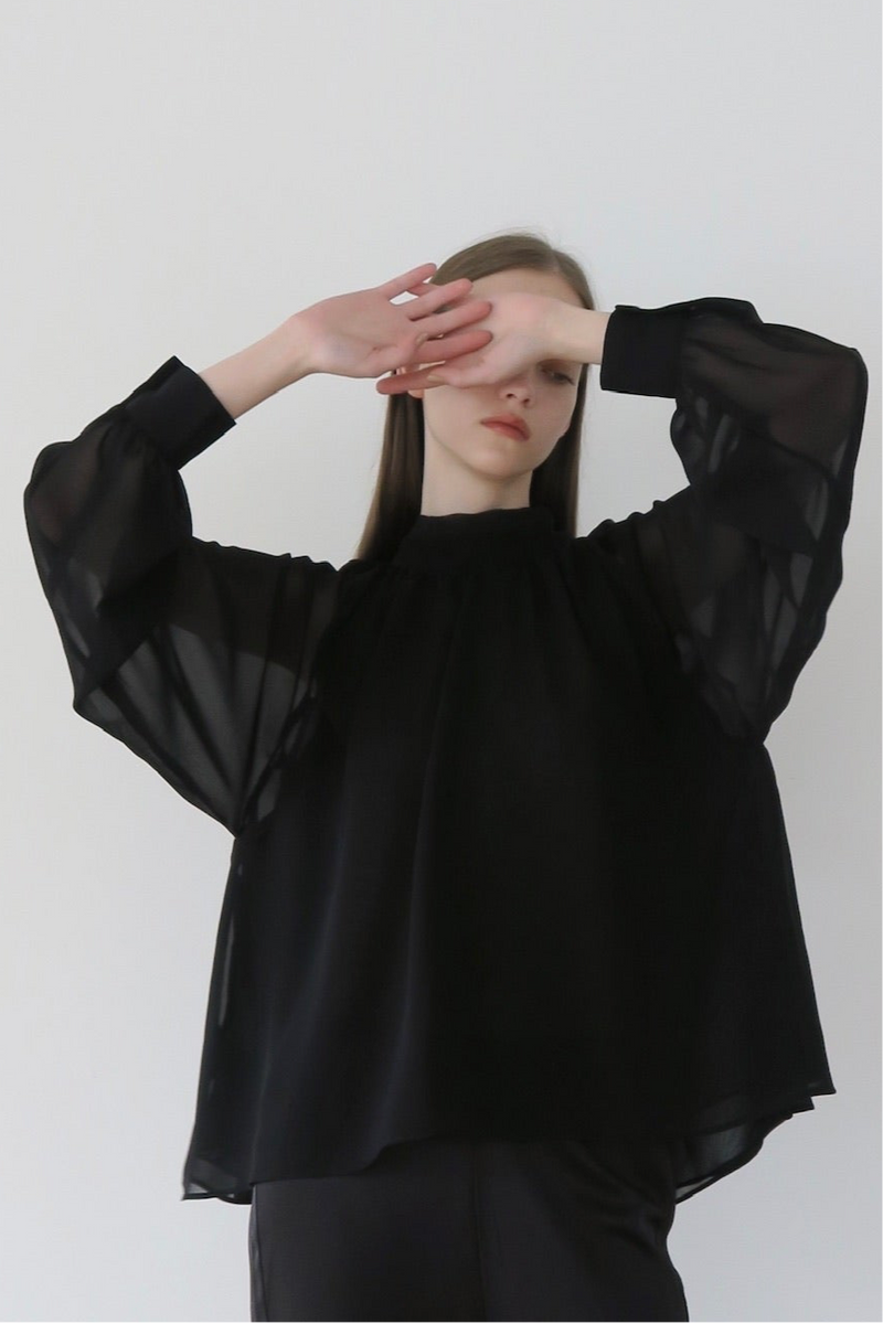 chiffon tie long blouse