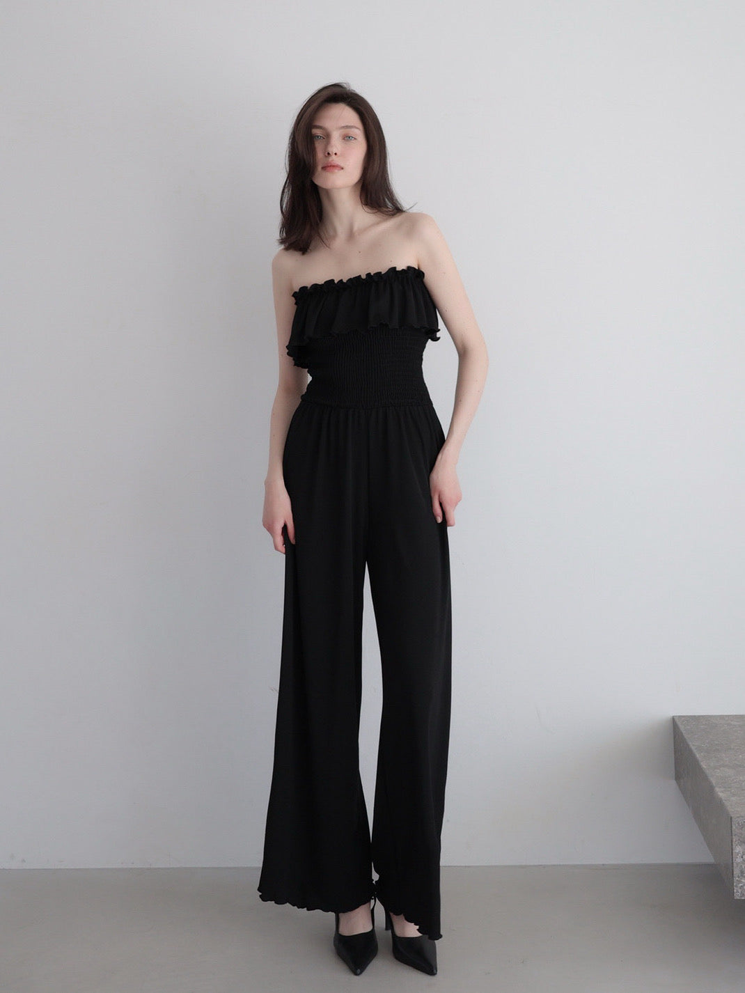 frill maxi jumpsuit – célon frill maxi jumpsuit – célon