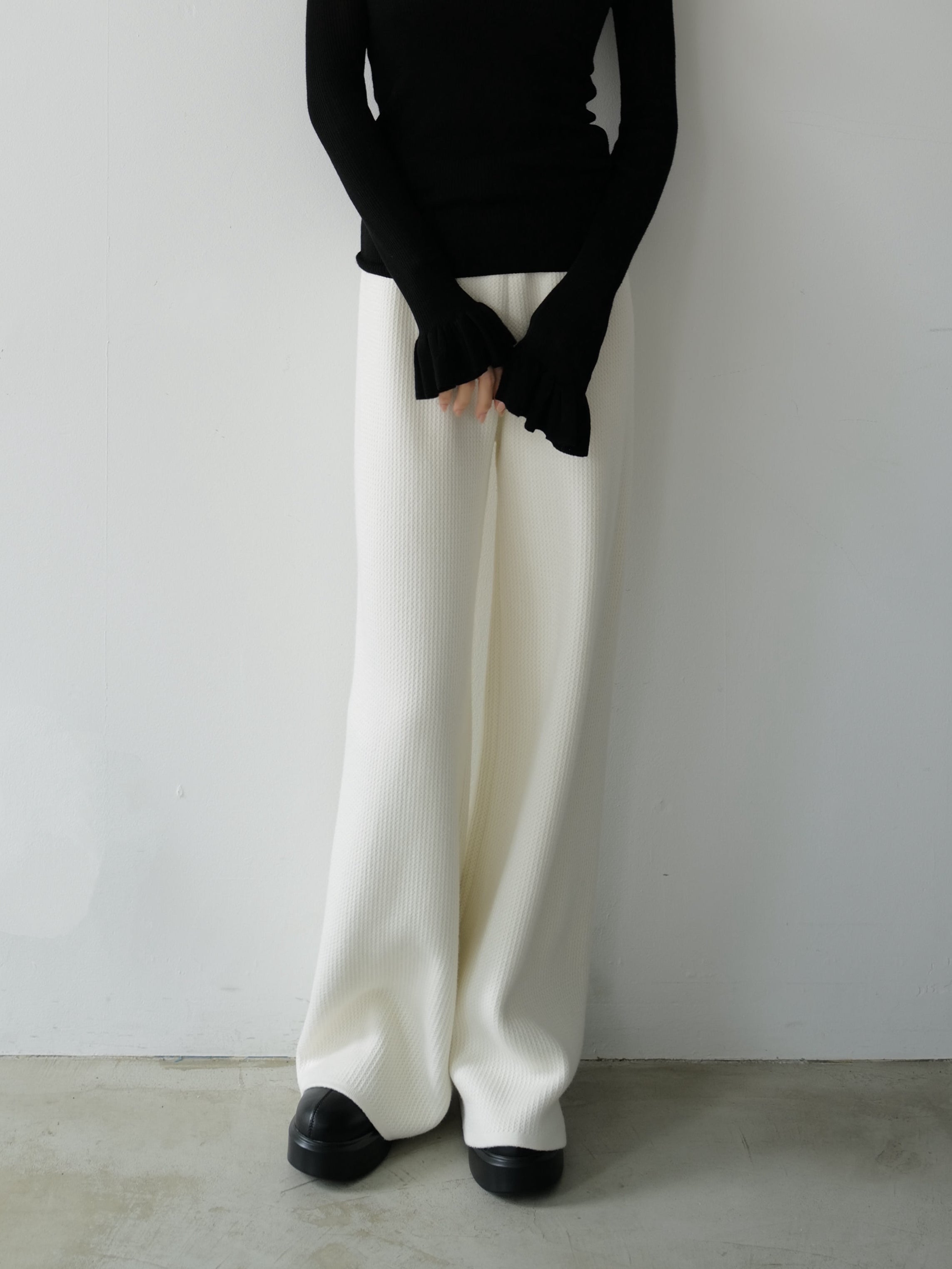 brushed seed stitch knit pants