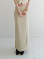 raw hem slim long skirt