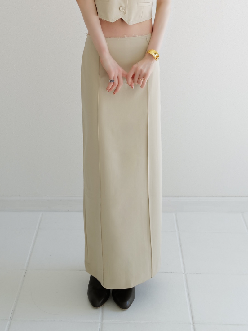 raw hem slim long skirt